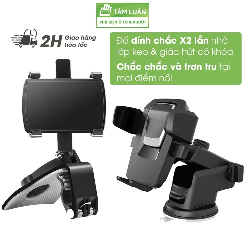 Giá đỡ điện thoại trên ô tô, kẹp điện thoại dán oto 2 lớp hút dính siêu chắc, 360 độ, phụ kiện xe hơi Tâm Luân - Hàng nhập khẩu