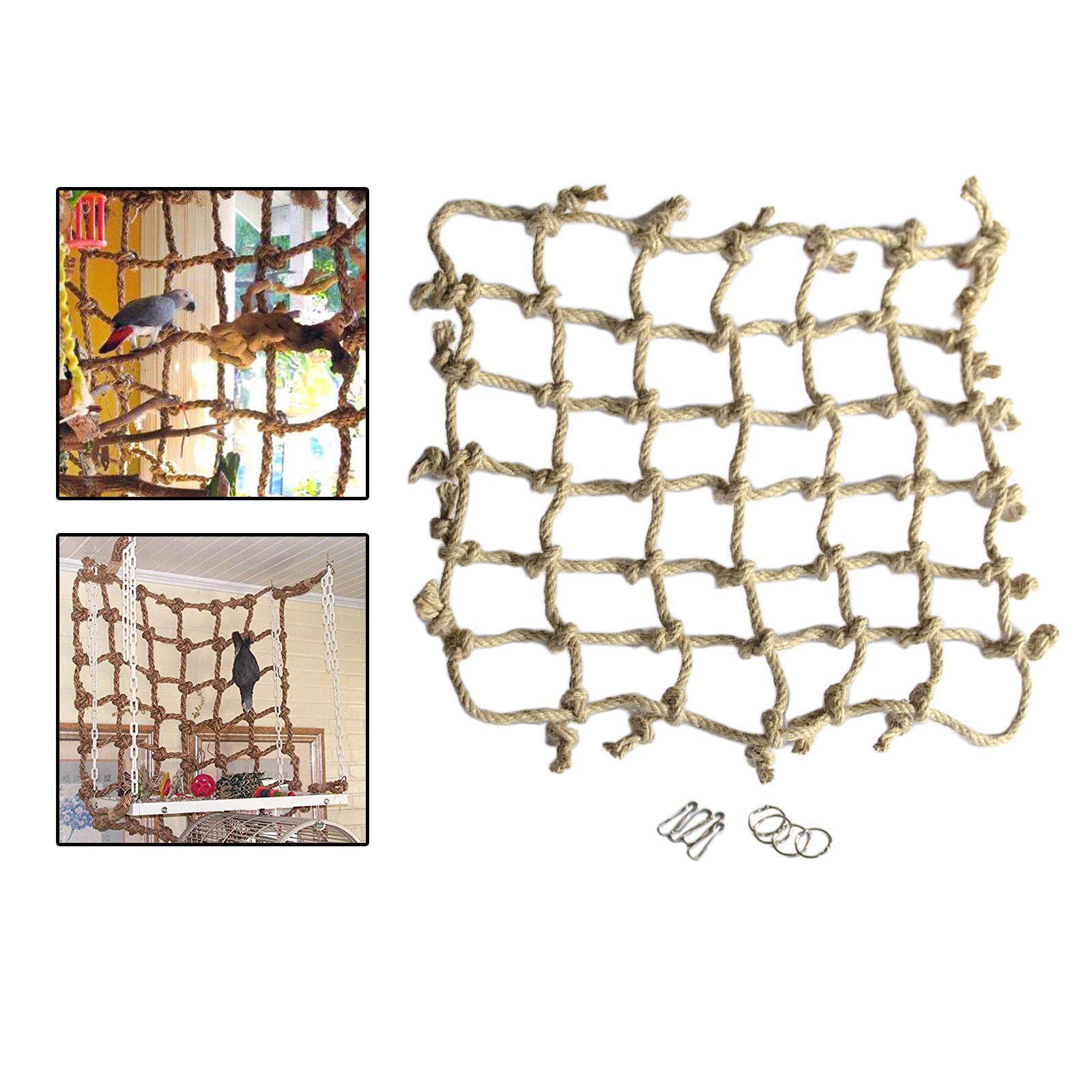 Pet Parrot Climbing Net Cage Perch Hanging Ladder Hammock Cage Swing