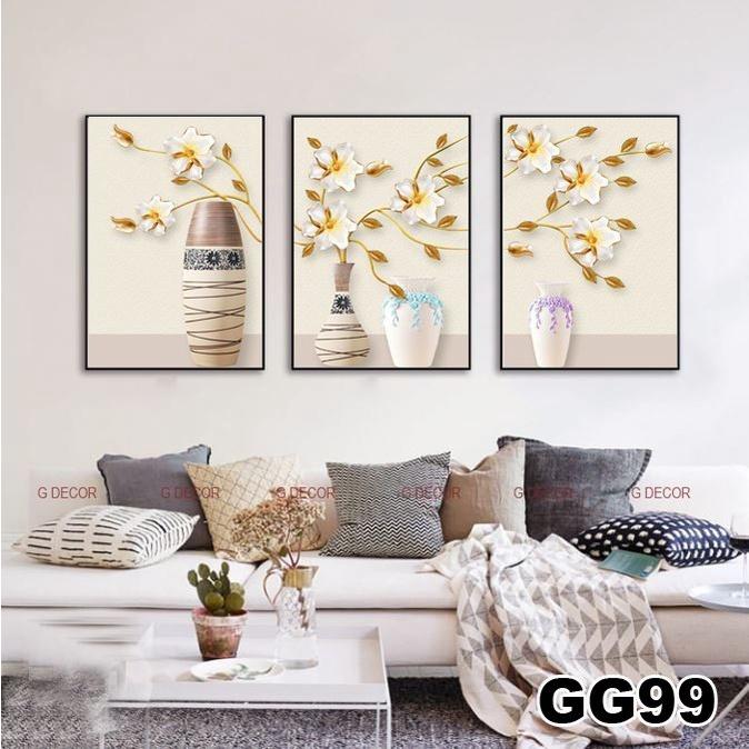 Tranh treo tường canvas lọ hoa trang trí phòng khách, phòng ngủ, phòng ăn, spa, tranh decor nhà cửa phong cách hiện đại