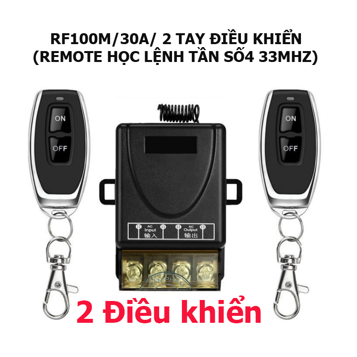 Bộ công tắc điều khiển từ xa RF 100m/ 3000W/ 220V Hai Remote điều khiển thiết bị máy bơm nước máy rửa xe công suất lớn