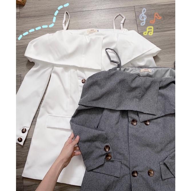Đầm giả vest trễ vai