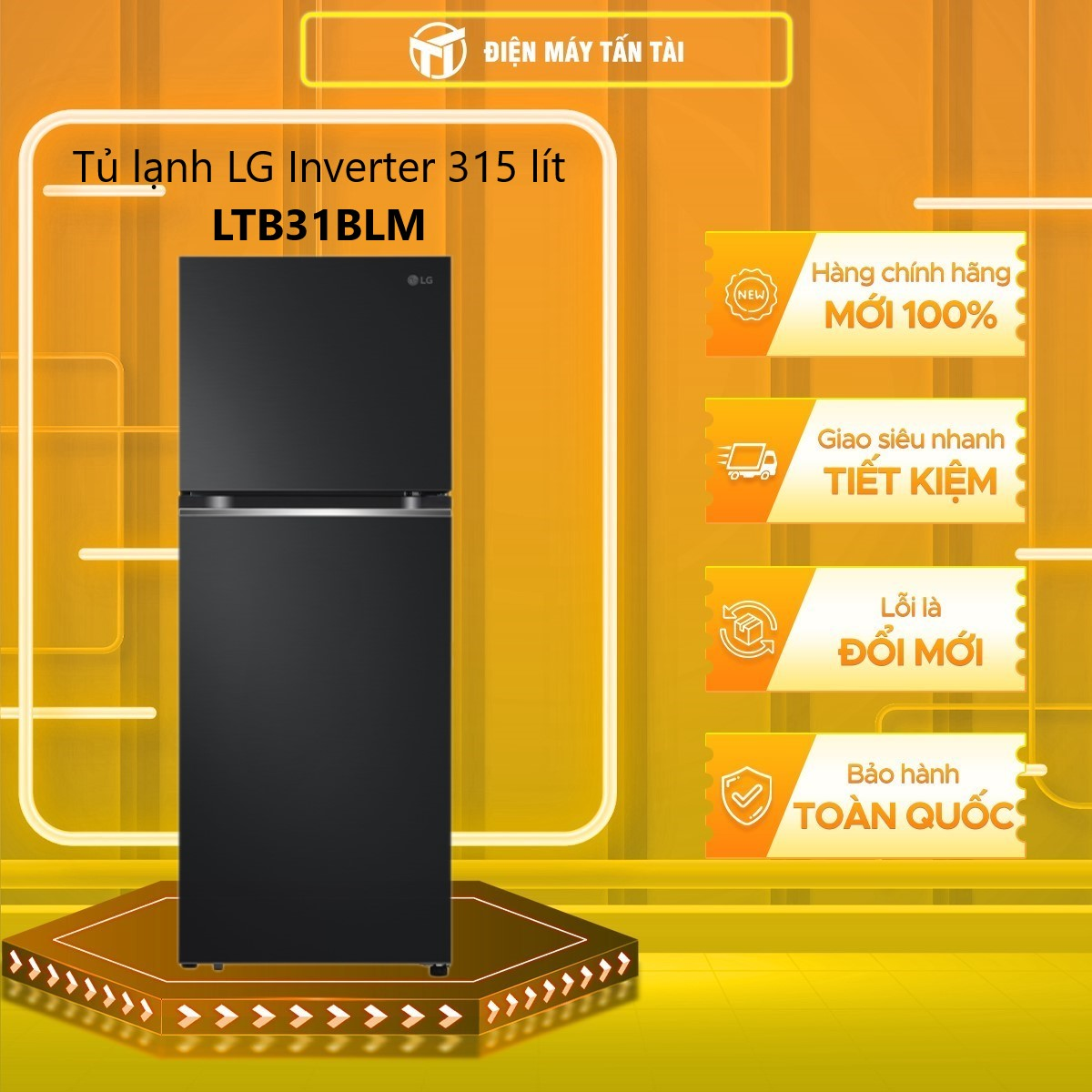 Tủ lạnh LG Inverter 315 lít LTB31BLM - HÀNG CHÍNH HÃNG - CHỈ GIAO HCM