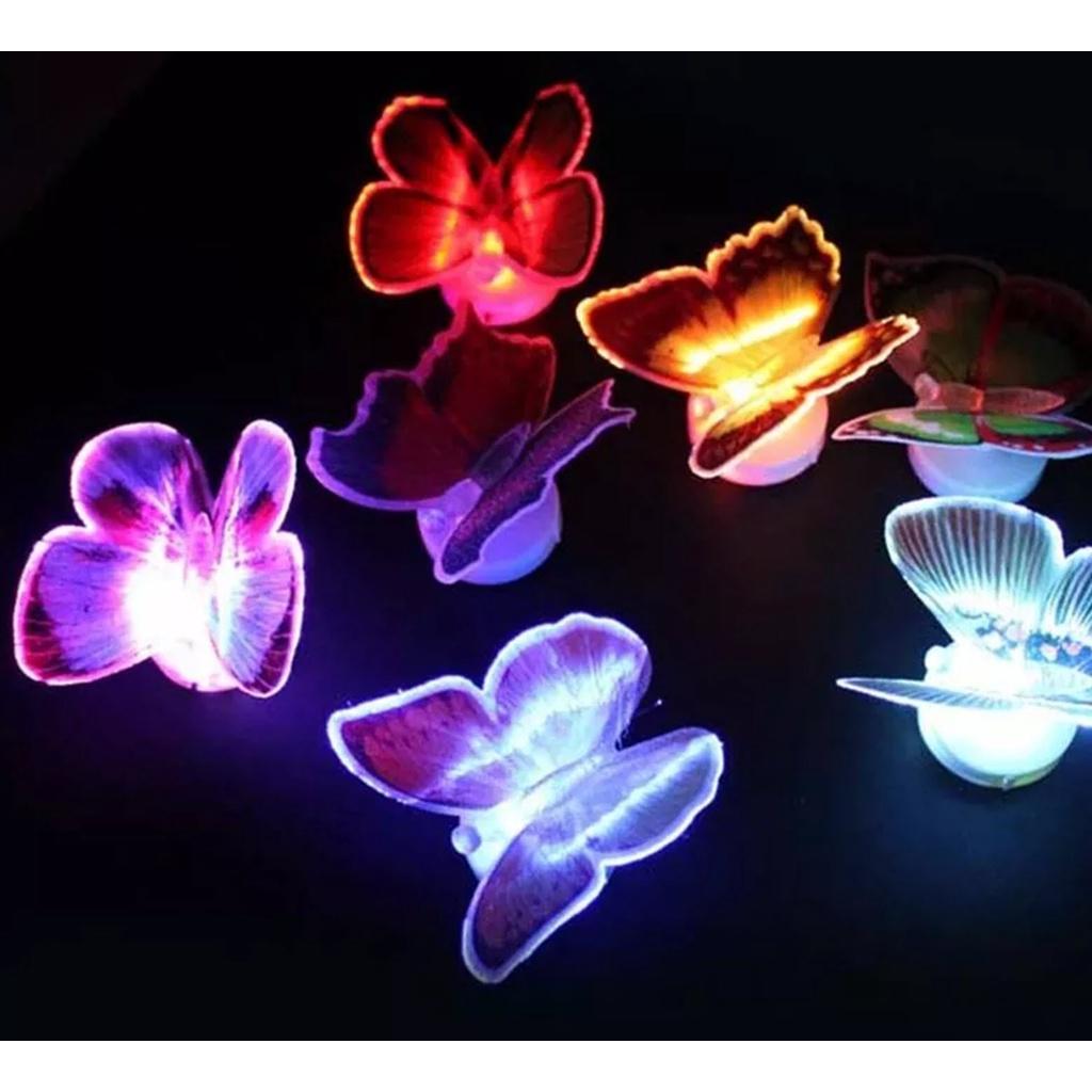 Đèn Led Hình Bướm ban đêm Phát Sáng Đầy Màu Sắc Miếng Dán Đèn Trang Trí sử dụng Bằng Pin Trang trí cho phòng ngủ