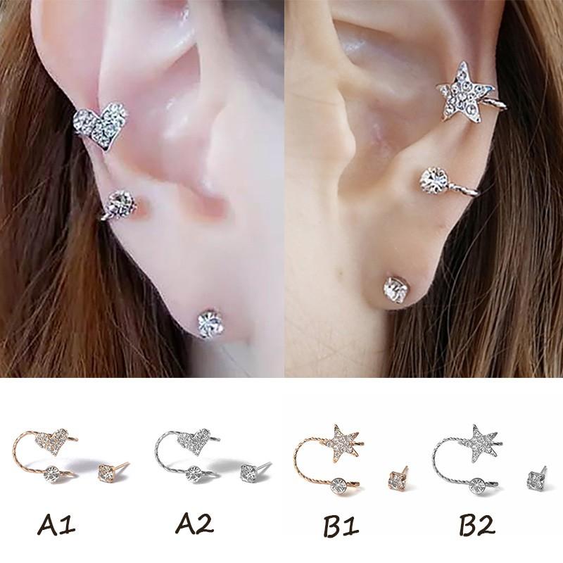 Khuyên đeo vành tai mặt hình ngôi sao/trái tim đẹp mắt