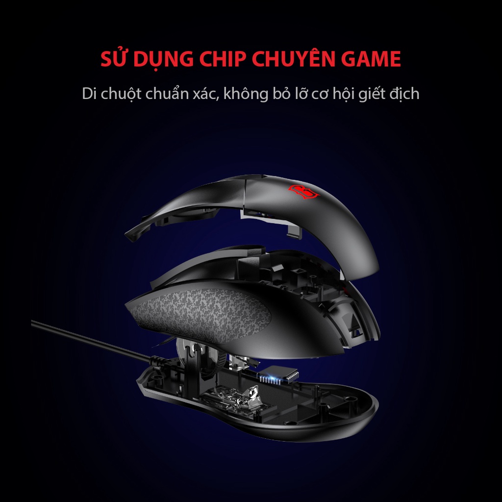 Chuột Máy Tính Gamen GM100 Chuột Gaming Đèn Led RGB 2000 DPI di chuột chuẩn xác chuyên game - Hàng Chính Hãng