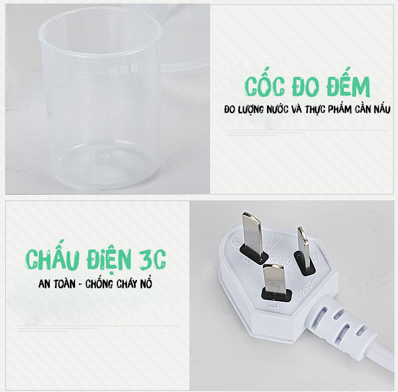 Nồi chiên nấu mini đa năng chống dính 2 tầng kèm lồng hấp inox, chảo rán tự động ngắt điện, máy ăn sáng ba trong một (Màu ngẫu nhiên)