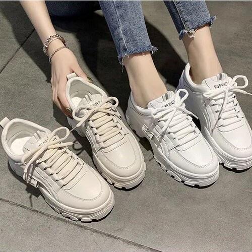 Giày sneakers thể thao nữ đế độn ulzzang full trắng (ảnh thật)