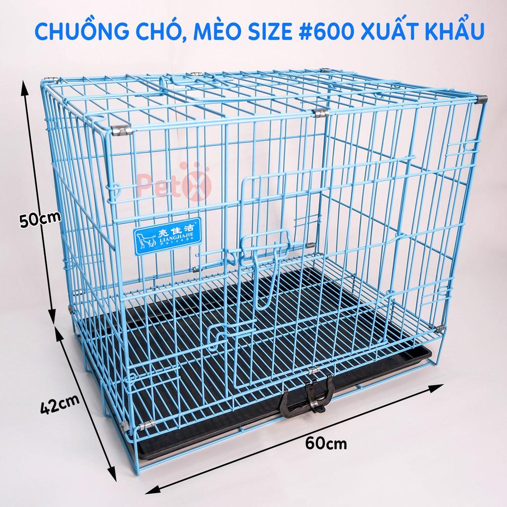 Chuồng chó mèo sơn tĩnh điện nan to dầy cao cấp chất lượng bản xuất khẩu hai cửa 600