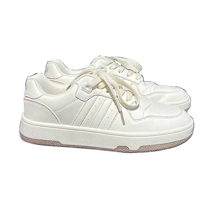 Giày thể thao nữ trắng đế bằng, Giày Sneaker nữ đế bánh mì dáng basic