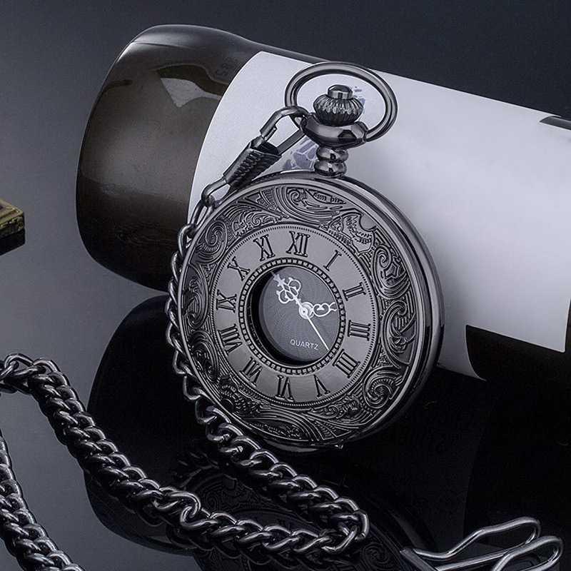 Đồng hồ bỏ túi cổ điển Đồng hồ đeo tay nam bằng thép có dây chuyền