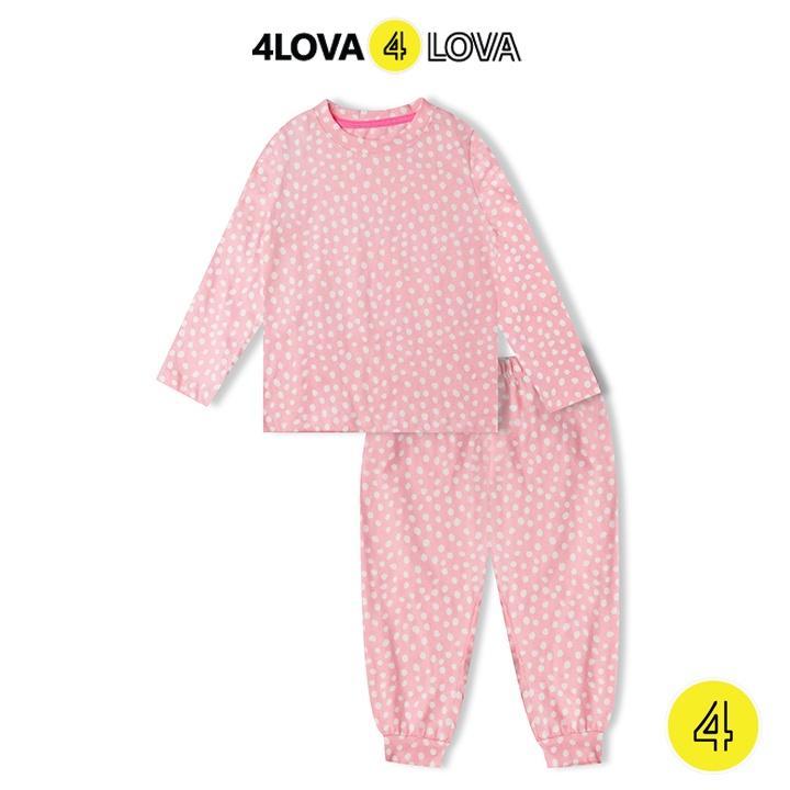 Bộ quần áo thun cotton dài tay 4LOVA hoạt hình cho bé trai và gái thu đông