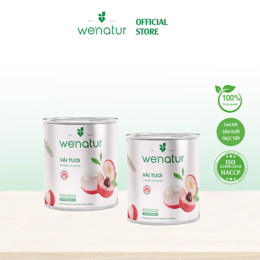 Combo 2 lon Vải Thiều Tươi Ngâm Nước Đường we'natur 565g