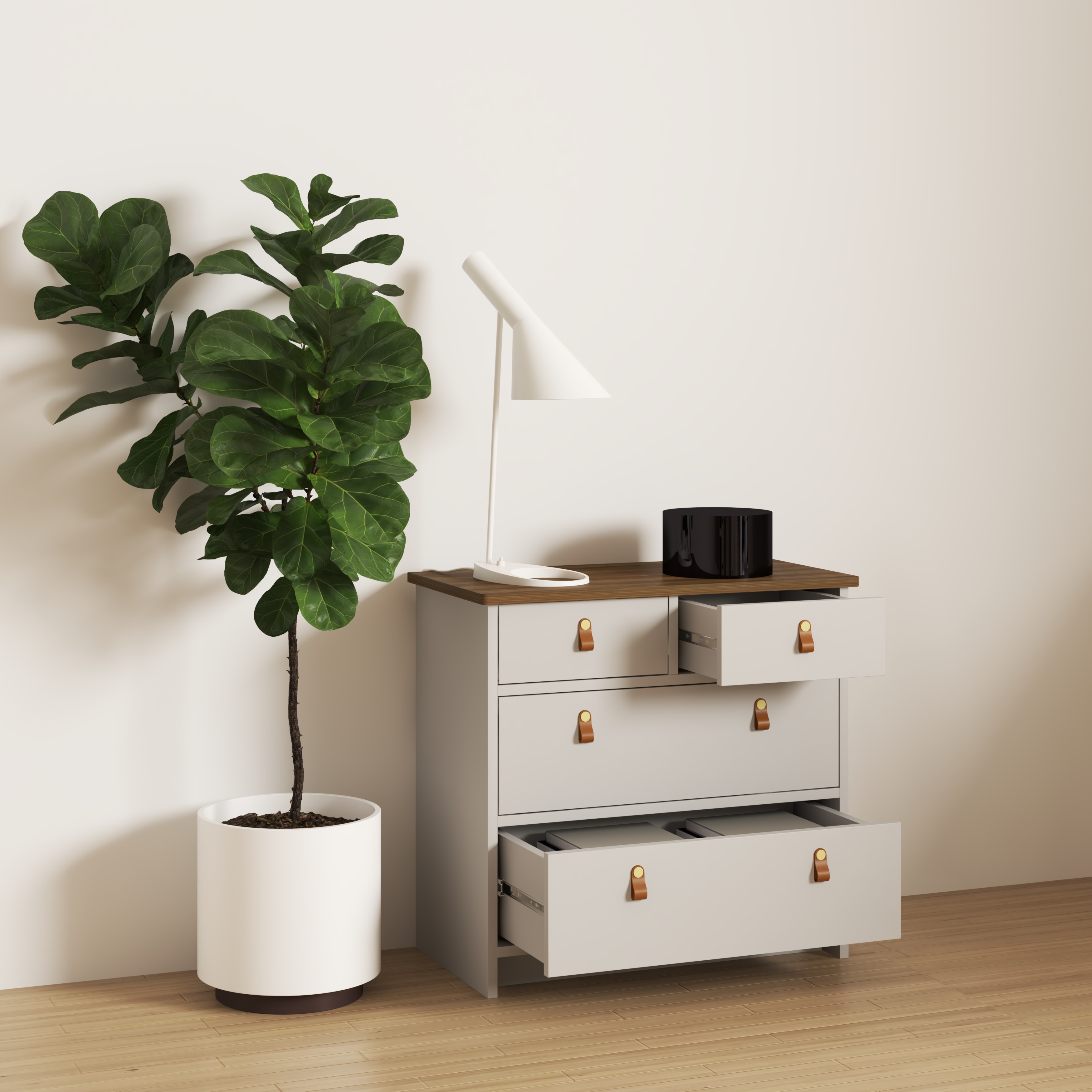 [Happy Home Furniture] NOMIA , Tủ lưu trữ 3 tầng - 4 ngăn kéo , 68cm x 35cm x 64cm ( DxRxC), THK_067