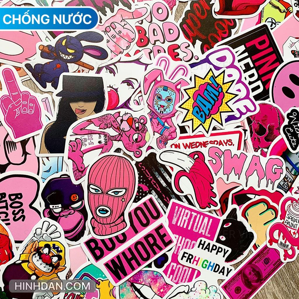 Sticker Hồng Ngầu - Swag Pink - Dán Trang Trí - Chất Liệu PVC Cán Màng Chất Lượng Cao Chống Nước, Chống Nắng, Không Bong Tróc Phai Màu