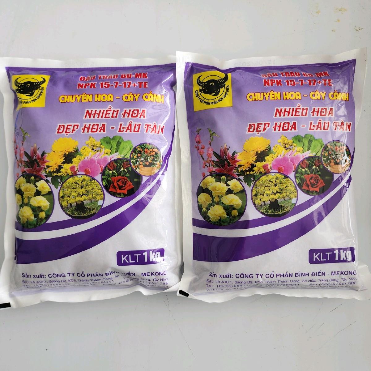 Phân bón Đầu Trâu BĐ-MK NPK 15-7-17+TE | Chuyên Hoa - Cây Cảnh | gói 1kg