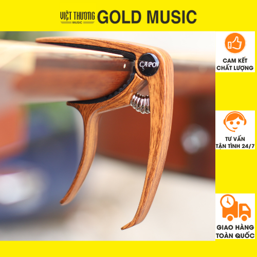 Capo đàn Guitar Acoustic Cao Cấp Gold CAPO1 màu gỗ - Capo đàn acoustic 2 chức năng kẹp tăng tone đàn, mở khóa đàn