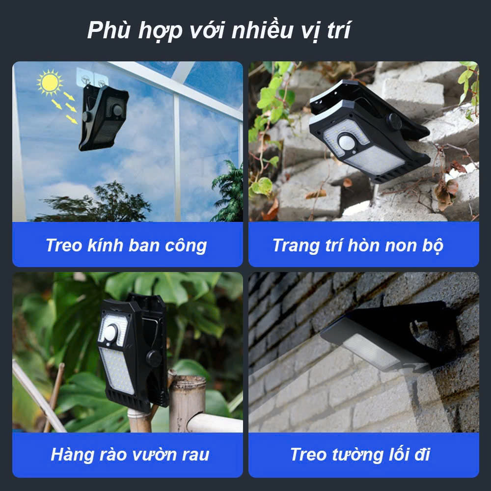 Đèn Kẹp Năng Lượng Mặt Trời Cảm Biến Cơ Thể Chống Nước, Đèn Sân Vườn Siêu Sáng Đa Chức Năng - HÀNG CHÍNH HÃNG MINIIN