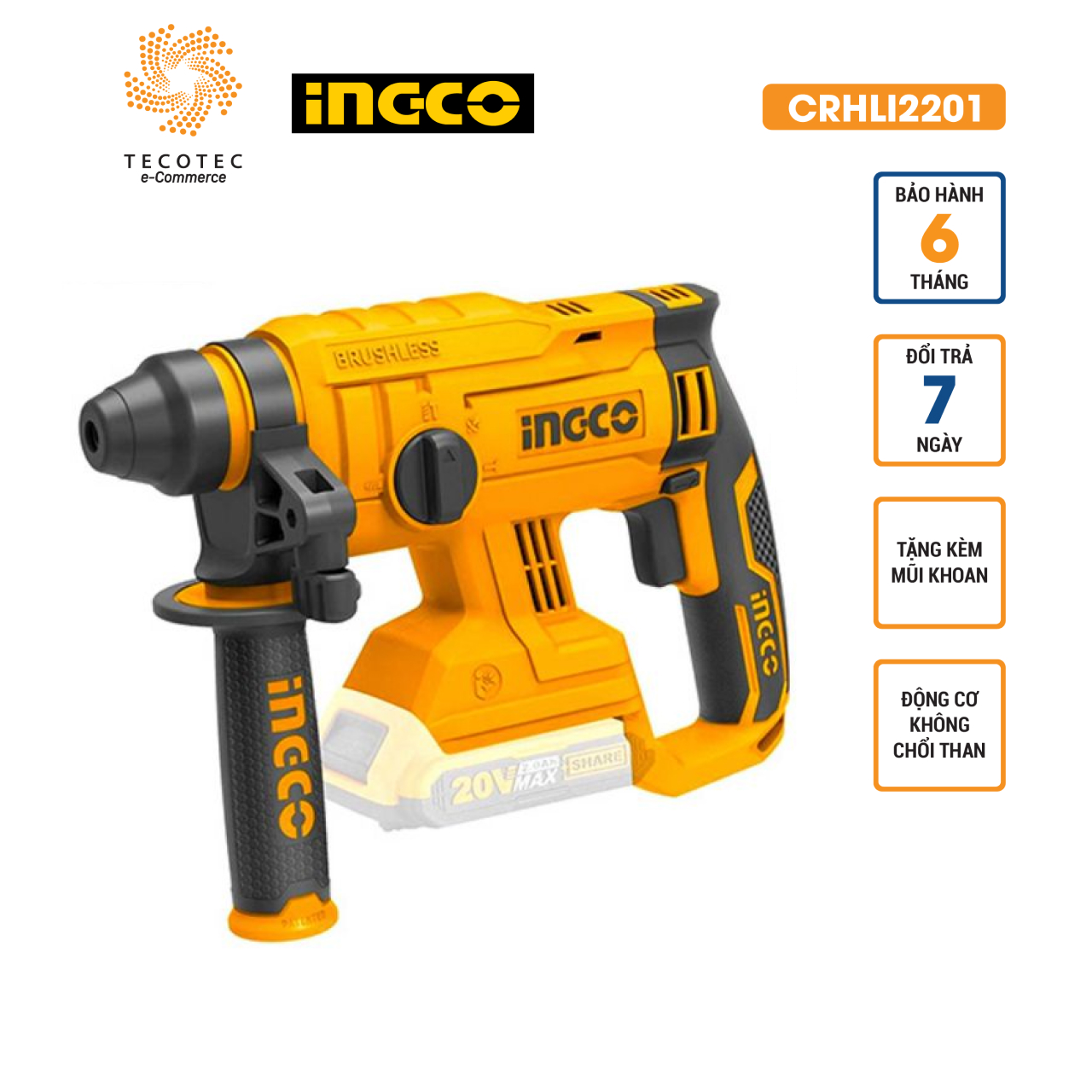 Máy khoan bê tông dùng pin INGCO CRHLI2201