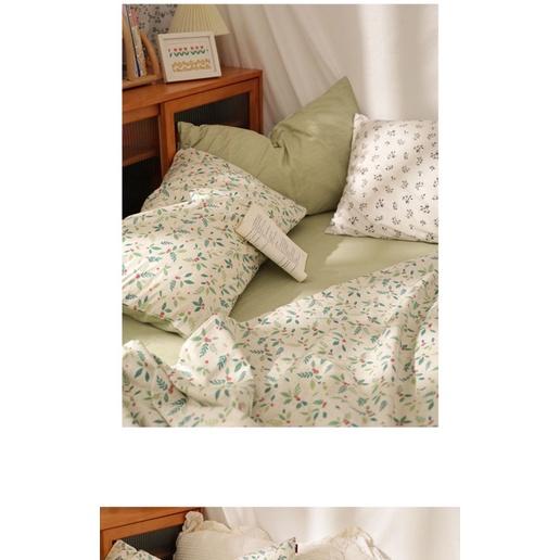 Bộ Chăn Ga Gối Cotton Living 100%cotton Hàng nhập khẩu cao cấp 4 món hoa nhí Vintage
