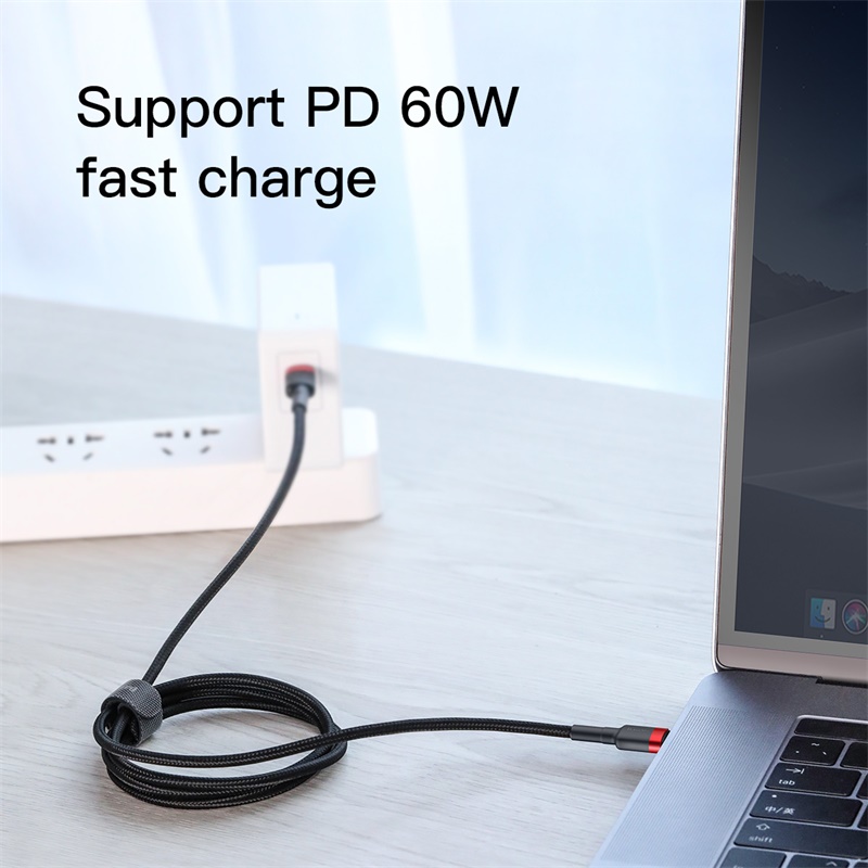 Cáp sạc bện dù siêu bền Baseus Cafule PD2.0 60W flash charging USB For Type-C cable (20V 3A) 1m 2m 5m CATKLF - Hàng chính hãng