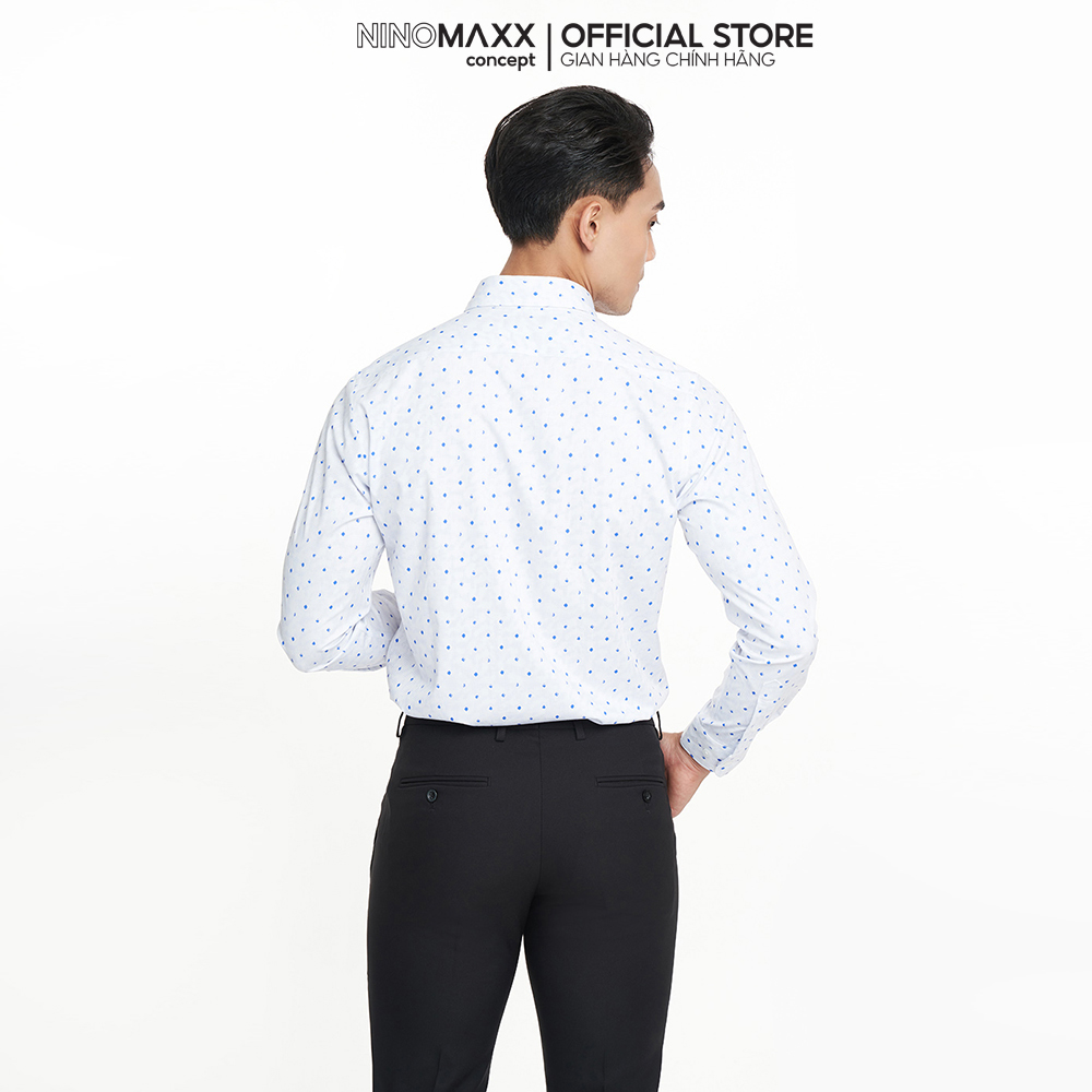 N&amp;M Áo sơ mi họa tiết nam tay dài chất vải bambo form slim fit 2208065