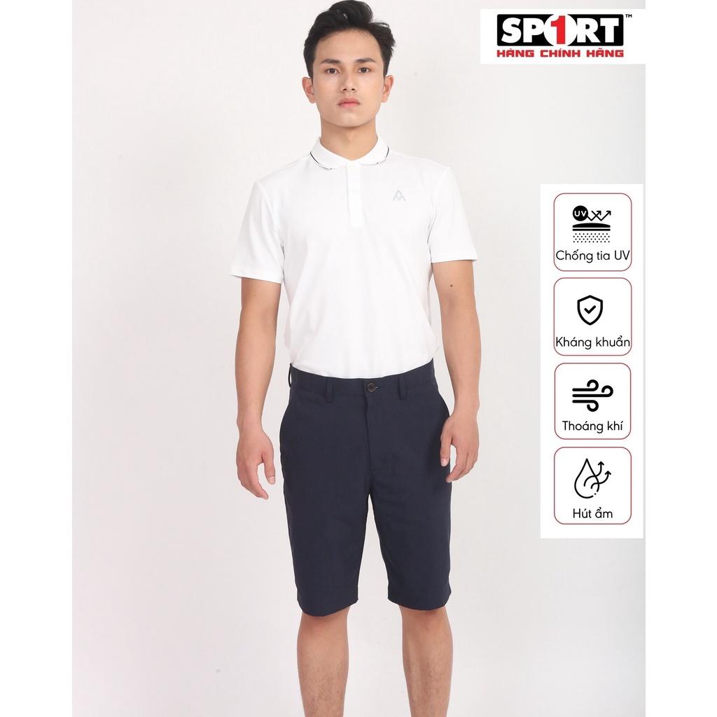 Áo Polo nam ngắn tay AM PLM213 có cổ bo dệt phối kẻ, thoáng mát, nhanh khô, co giãn, không bai xù Sport1