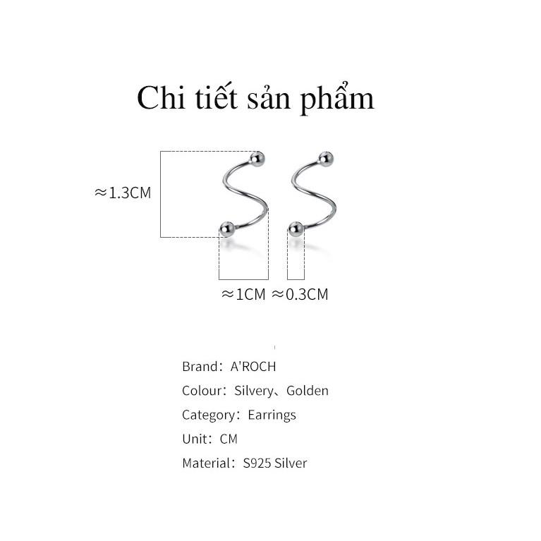 Khuyên tai bạc Ý s925 nút xoắn bị 2 đầu G6289 - AROCH Jewelry