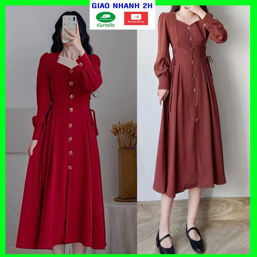 Đầm maxi tay dài cổ cách điệu cao cấp phù hợp đi chơi, đi tiệc cưới, đi dao phố cà phê - V20VDVDVDVD