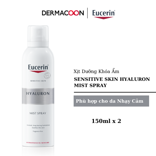 Combo 2 Xịt Khoáng Dưỡng Ẩm Dành Cho Da Nhạy Cảm Eucerin Hyalruon Mist Spray Sensitive Skin 150ml / chai