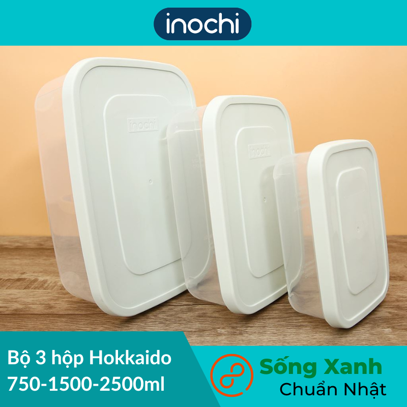 Bộ hộp thực phẩm chữ nhật Hokkaido 750-1500-2500ml