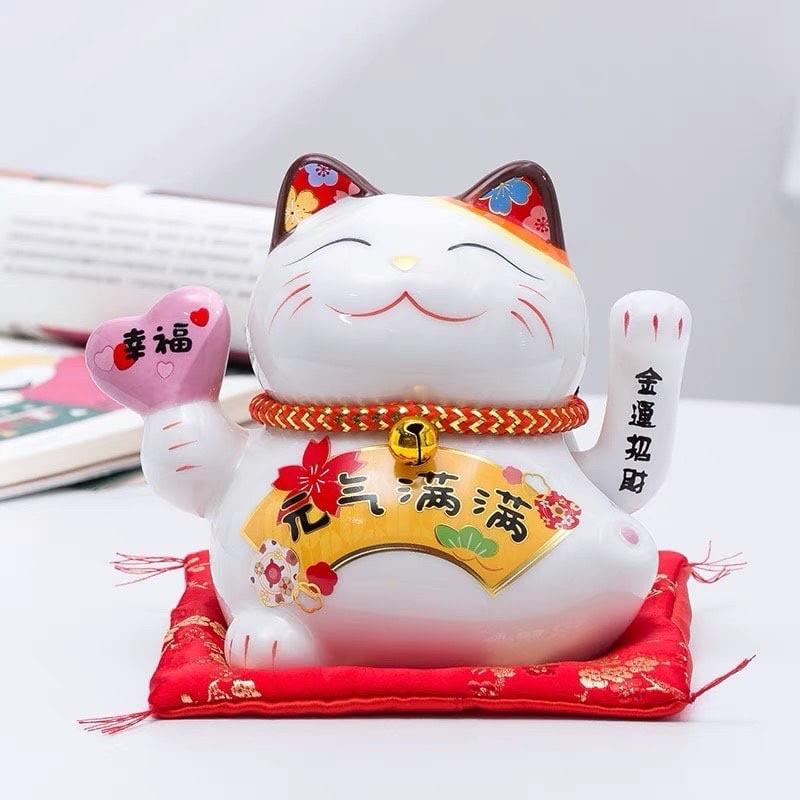 Mèo Thần Tài Vẫy Tay May Mắn cao 14cm