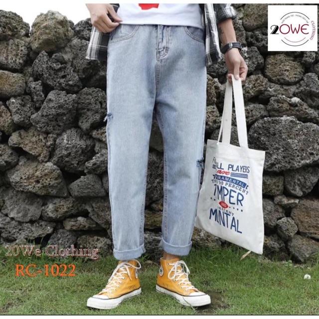 Quần Jeans Baggy Dáng Rách Cạnh 2020