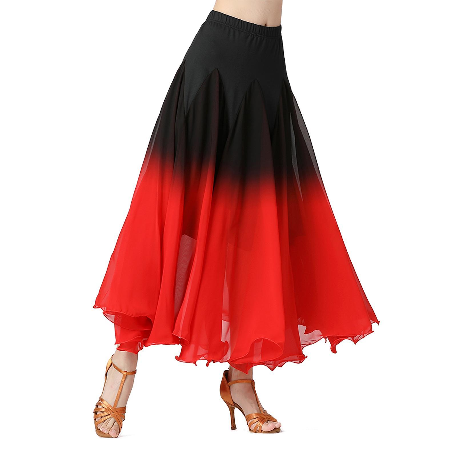 Women Ballroom Dance Skirt Dancing Costume Stage Performance Clothing Swing Spanish Skirts Belly for Tango Party Ladies Girl Latin Waltz