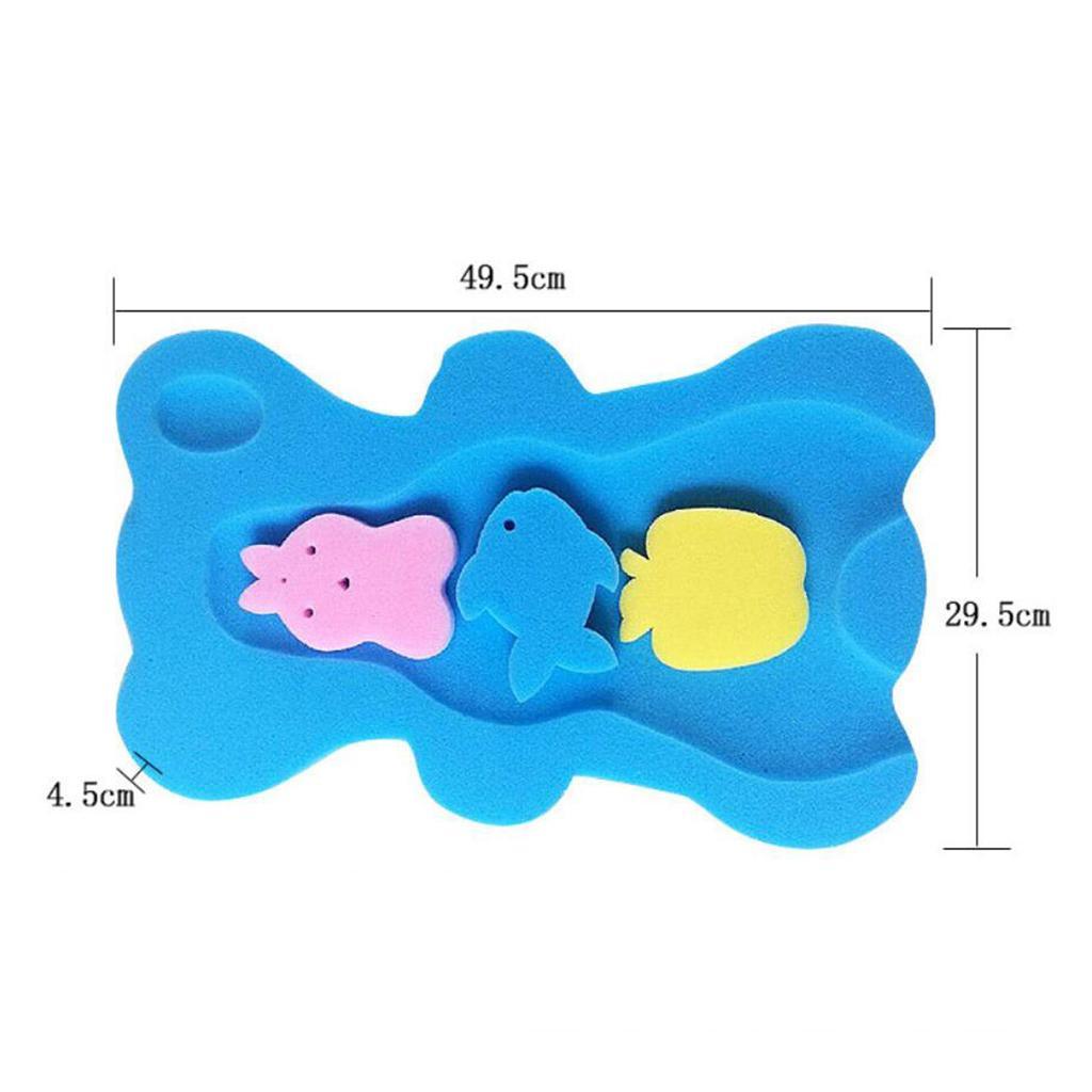 3pcs Cute Bath Sponge Infant Bath Cushion Comfy And Skid Proof Bathing Mat