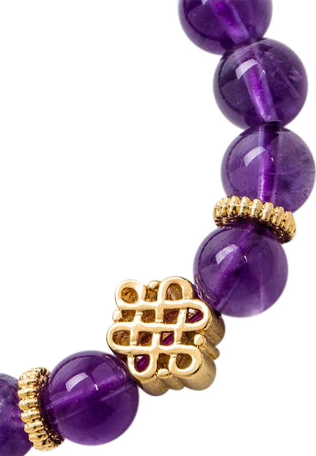 Vòng Tay Phong Thủy Nữ Đá Thạch Anh Tím Phối Charm Si Mệnh Hỏa, Thổ Ngọc Quý Gemstones