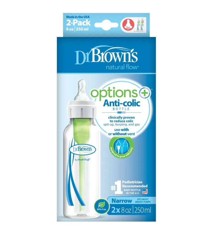 Combo 2 Bình sữa Dr.Brown's cổ thường tùy chọn 250ml nhựa PP