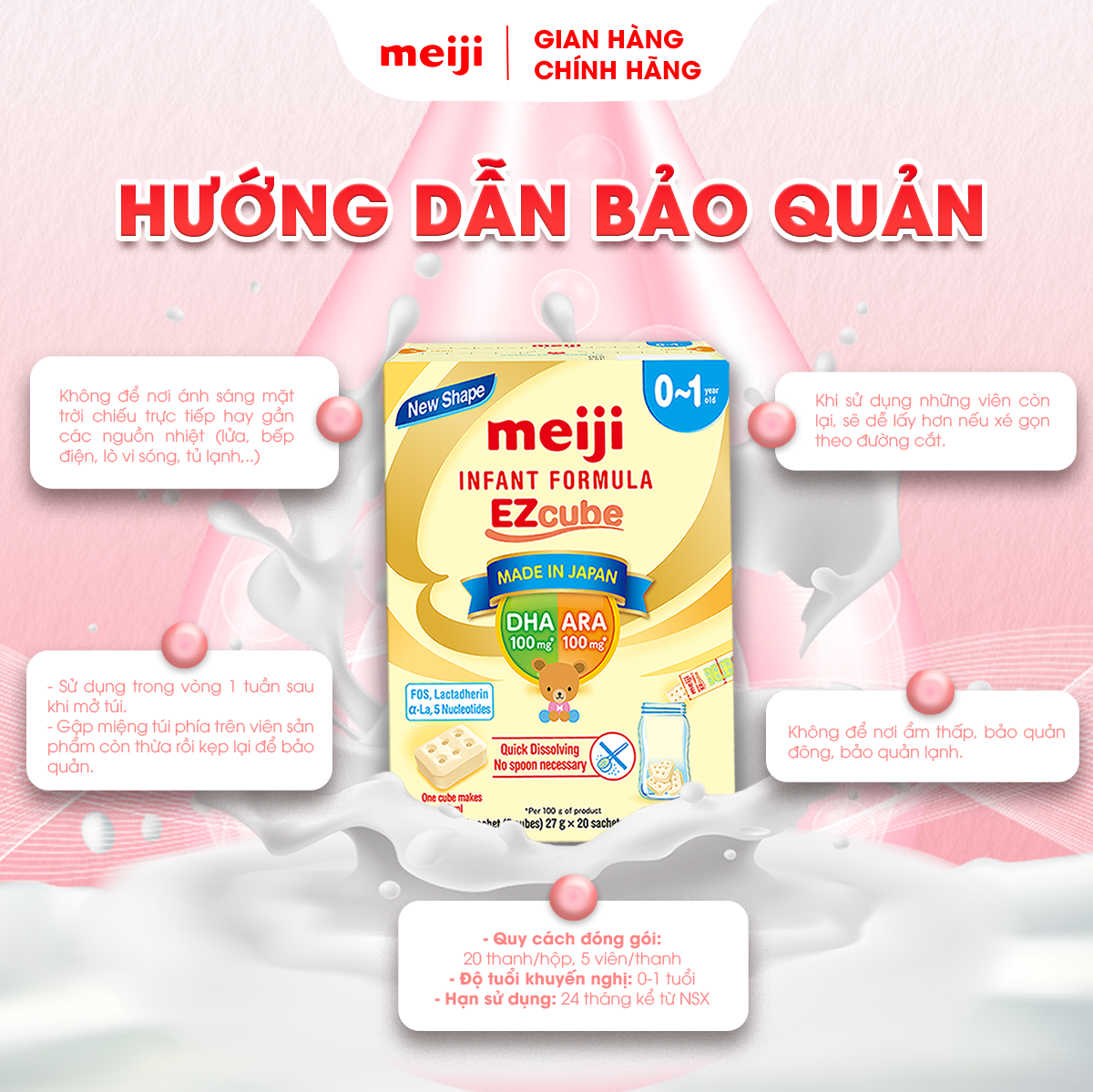 Combo 2 Hộp Thực Phẩm Bổ Sung Meiji Mama Milk &amp; 1 Hộp Sản Phẩm Dinh Dưỡng Công Thức Meiji Infant Formula Ezcube