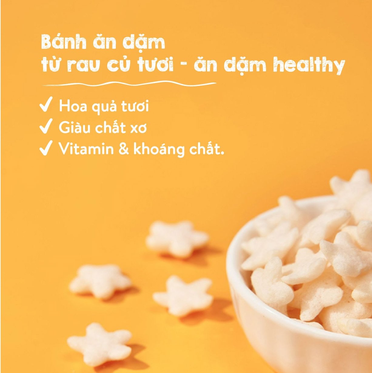 Bánh ăn dặm hoa quả tươi Mămmy tan trong miệng, từ trái cây thật giàu vitamin, khoáng chất hỗ trợ đề kháng 25 gram