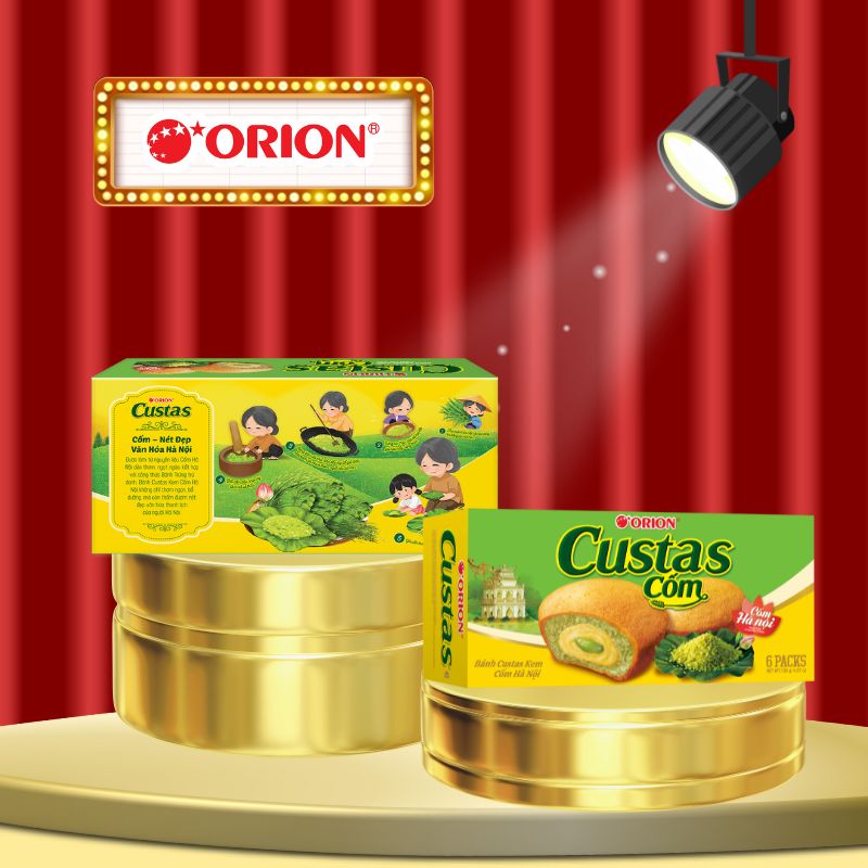 Hộp 6 gói bánh Orion CUSTAS vị CỐM Hà Nội (141G)