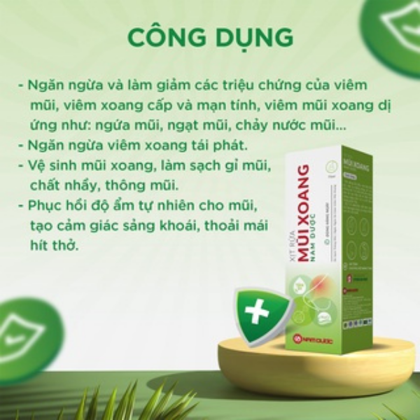 Xịt rửa mũi xoang Nam Dược chai 75ml muối biển và thảo dược giúp xịt sạch, thông mũi, ngăn ngừa và giảm viêm mũi xoang