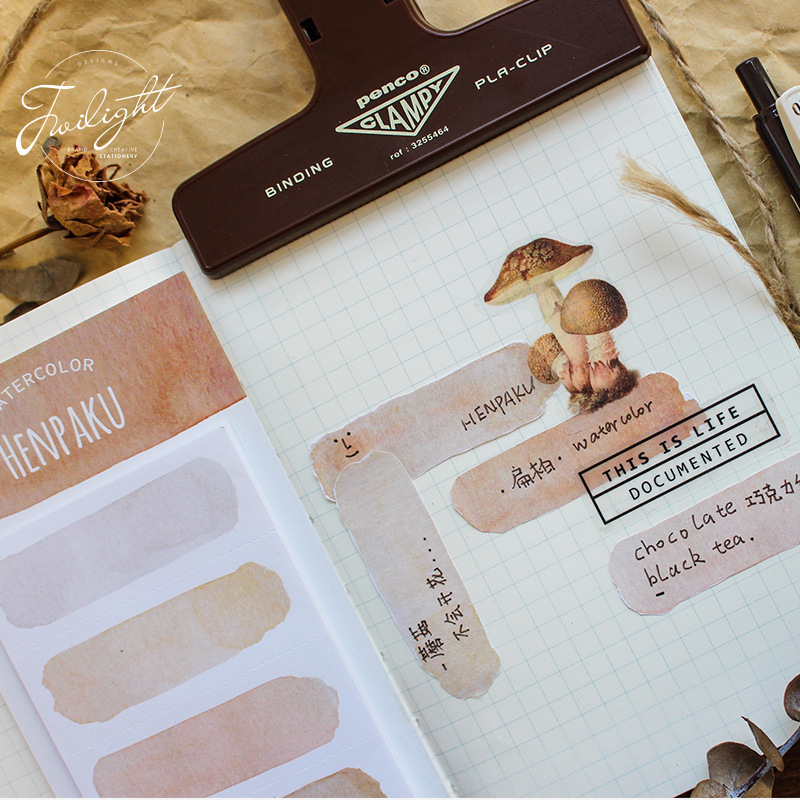 S38 - Set 10 tờ giấy ghi chú màu nước gradient pastel Twilight trang trí sổ bullet journal, junk journal