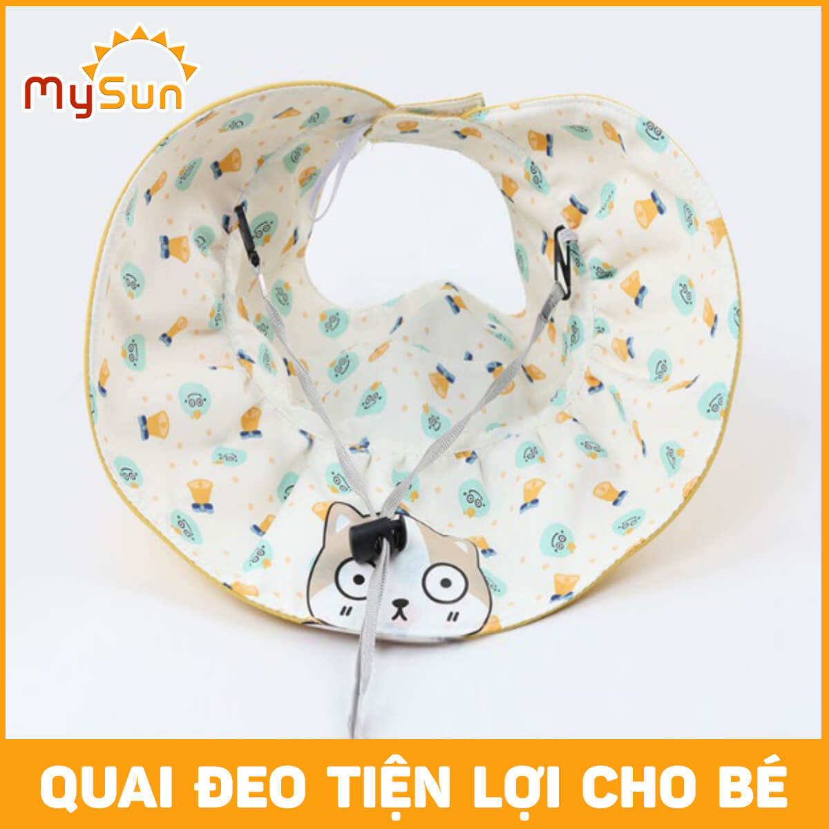 Mũ nón vải che chống nắng nửa đầu rộng vành kiểu Hàn Quốc cho bé gái, trai MySun