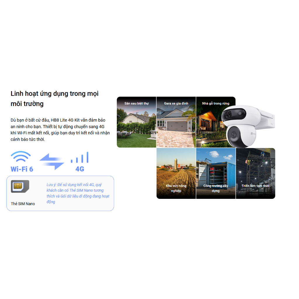 CAMERA DÙNG SIM VÀ DÙNG WIFI NGOÀI TRỜI EZVIZ HB90X 8MP - TẶNG PIN 10400mAh, ĐÀM THOẠI, CÓ MÀU, PHÁT HIỆN CHUYỂN ĐỘNG
