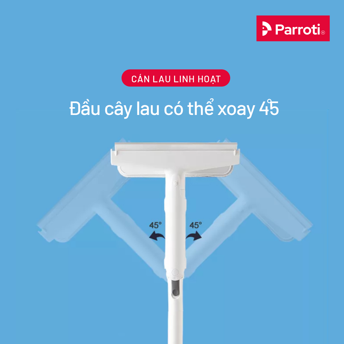 Cây lau kính, gạt chùi kính 3 trong 1, cán nhôm độ dài linh hoạt, thu nước trên kính Parroti Shiny SN03