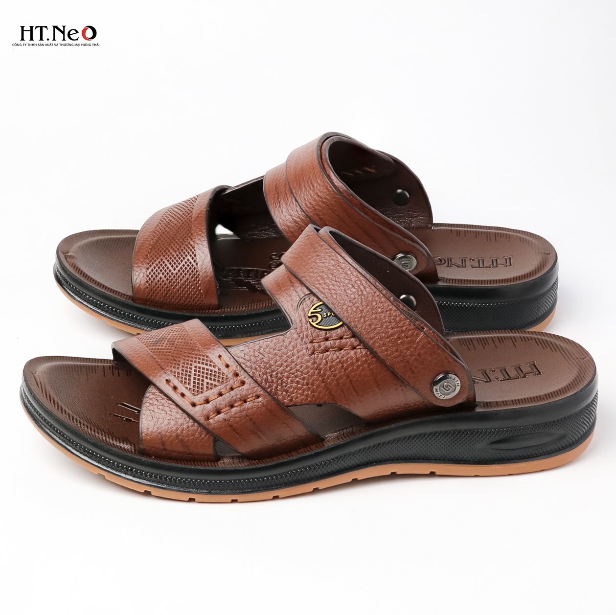 Sandal da bò- dép da HT.NEO da bò thật 100% kết hợp đế kếp cao 3,5cm cực đẹp khâu may chân quai siêu chắc chắn SD88