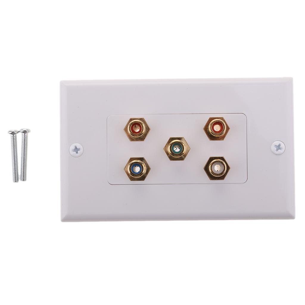 Wall Plate 5 RCA Component Video Audio AV Gold Plated Connector, Decoration