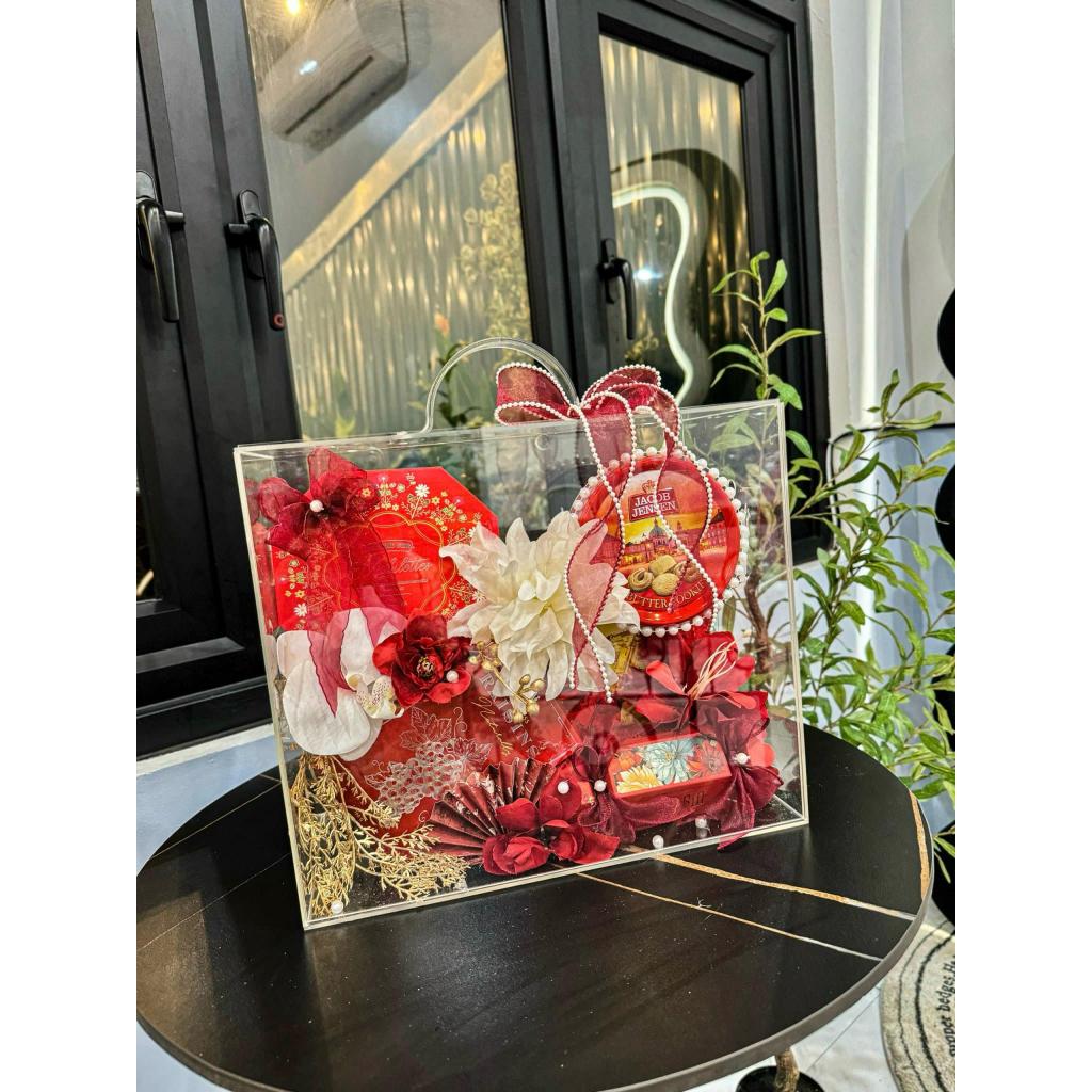Acrylic Hộp quà tặng - giỏ hoa vali - Hộp quà tặng bằng mica có quai