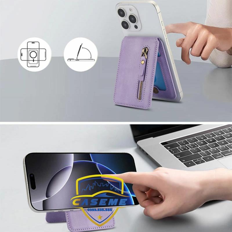 Ví đựng thẻ Mag safe Caseme chặn RFID kiêm chân đế cao cấp - Hàng chính hãng