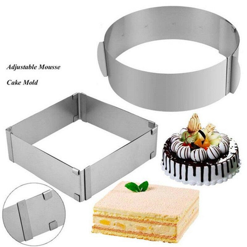 Khuôn Cắt Bánh Hình Tròn / Vuông Bằng Thép Không Gỉ Điều Chỉnh Được
