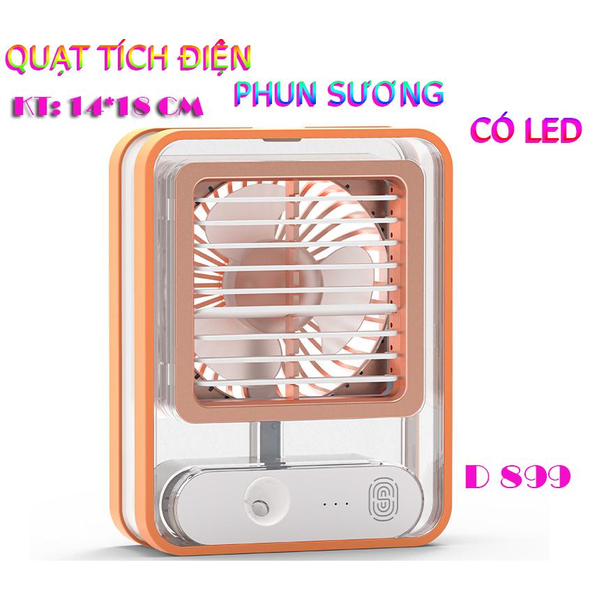 Quạt phun sương D899 tạo ẩm mini để bàn, sạc usb tích điện có đèn led